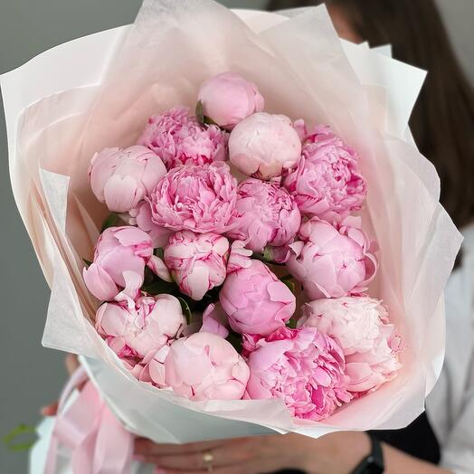 Букет из розовых нежных пионов 15💗 пион
