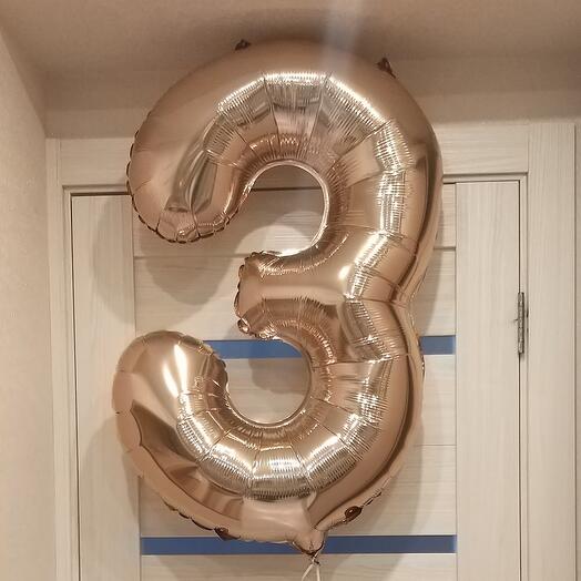 Ball-number "3", color rose gold