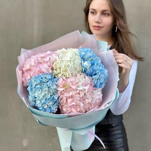 Букет из 5 гортензий микс