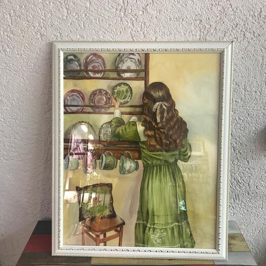 Акварель Зелёное платье