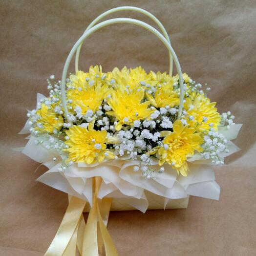 Handbag with yellow flowers