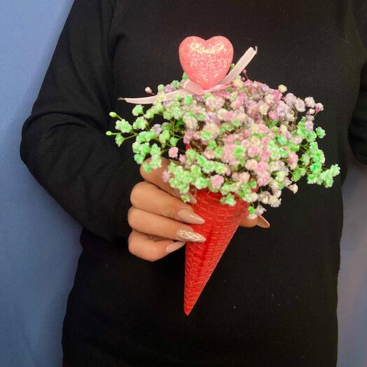 «Мороженое»из цветов с сердечком