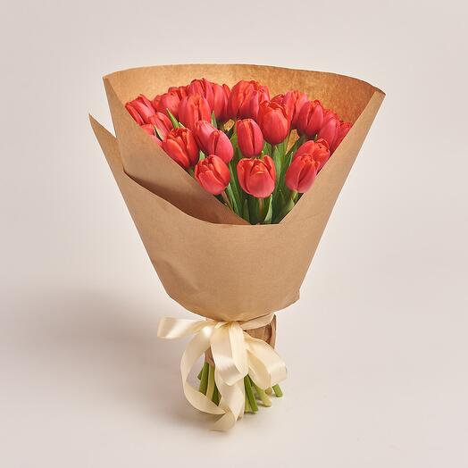 35 Red Tulips Bouquet