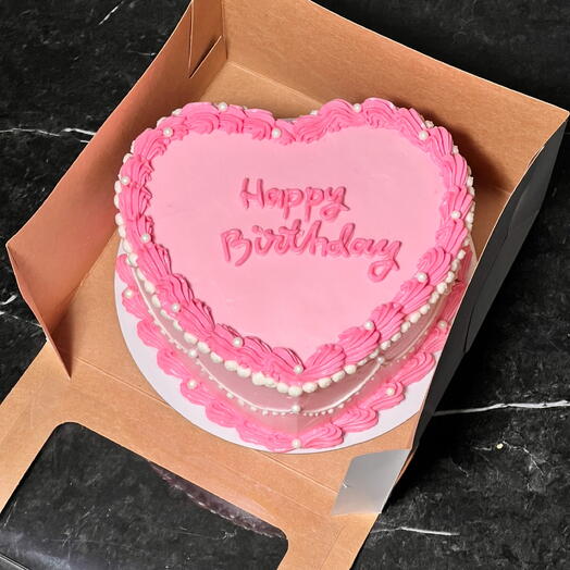 Торт Розовое сердце Happy Birthday | 1кг