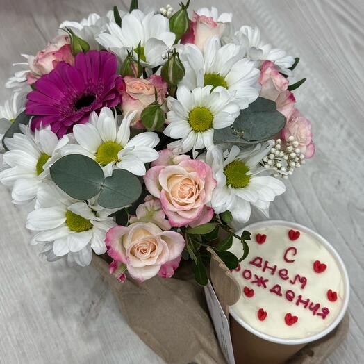 Цветы в коробке + cake to go