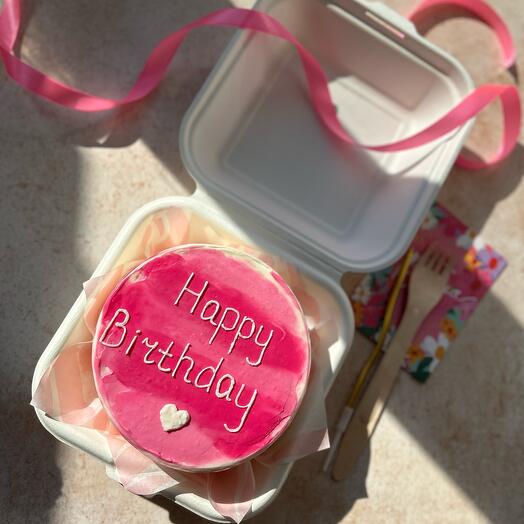 Бенто торт Happy Birthday розовый