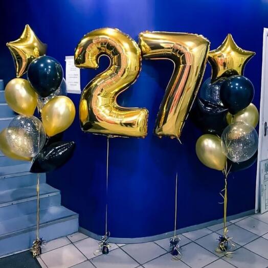 Композиция из шаров с 2мя цифрами