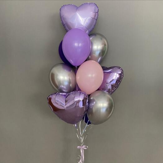 Шары на день рождения сиреневые и розовые