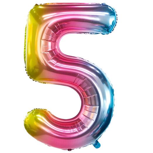 Воздушный шар "Цифра 5" радуга