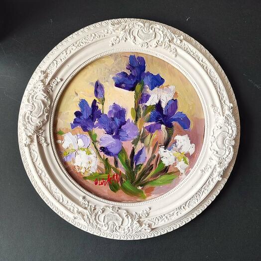 Картина Ирисы Живопись в раме, масло живопись, 30 см