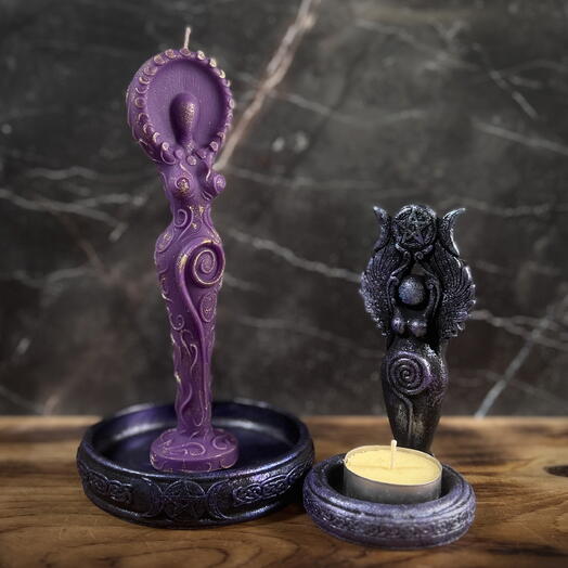 Викканский Алтарь (Поднос + Свеча Викка + Подсвечник) Космос