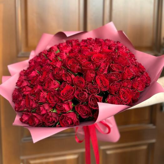 Букет 101 Роза красная «RED LOVE»