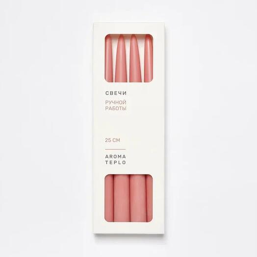 Свечи TAPER AROMATEPLO в наборе из 4 шт. 25 см в цвете розовая пастель