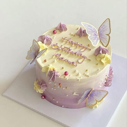 Korean Birthday cake in Plight Purple butterfly