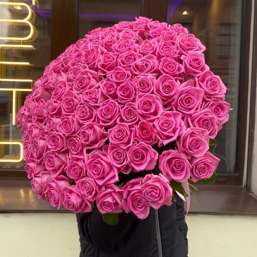Букет 101 розовая роза Ривайвл