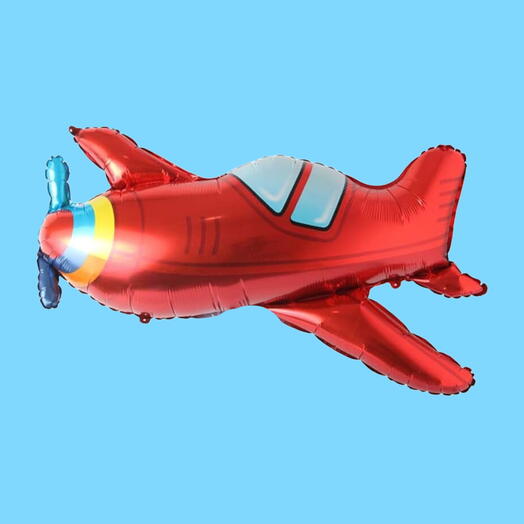 Шар гелий самолет красный. Helium foil balloon airplane red