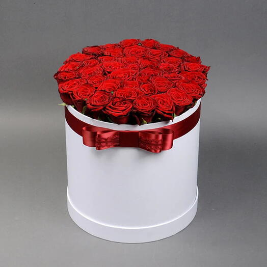 Luxury White Box Of Red Roses