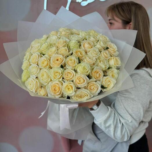 Букет белых роз 41 шт