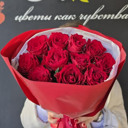 Букет из красных роз "рубин"