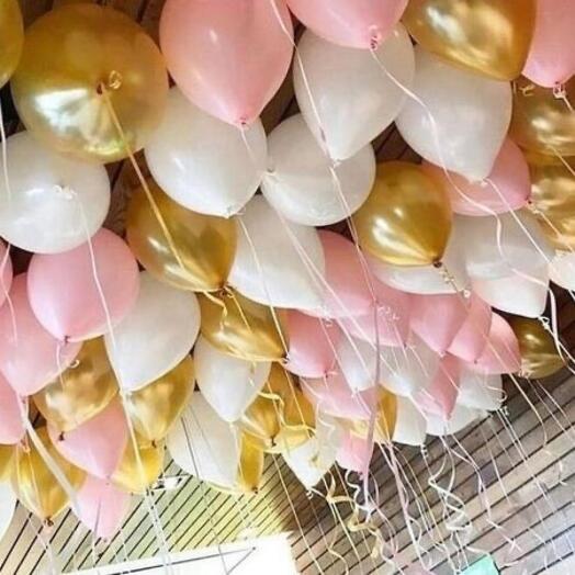 Воздушные шары надутые гелием под потолок, 30 шт