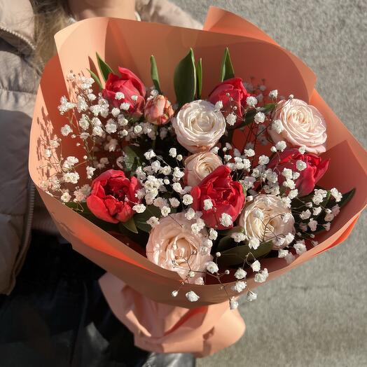 Букет микс тюльпанов