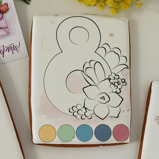 Пряничная раскраска к 8 марта в ассортименте, пряничные раскраски девочкам, имбирный пряник, подарок к 8 марта