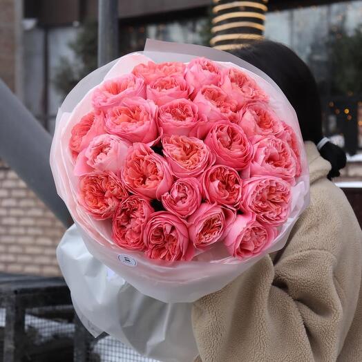 Премиальные пионовидные розы 25 шт