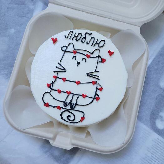 Pastel de Bento con un gato a un ser querido"AMOR"