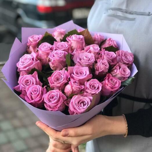 Букет сиреневых роз, 25 шт