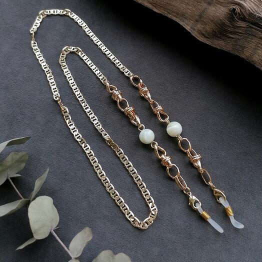 Цепочка для очков/аэрподов с перламутром