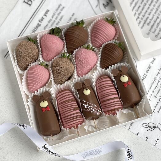 Chocolate-covered strawberries and bananas