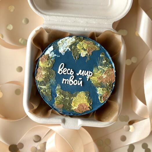 Бенто-торт «Земля» с вашей надписью в подарок любимому парню, мужу, брату, другу