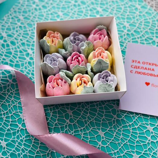 Коробка зефирных тюльпанов 9шт «Нежность»