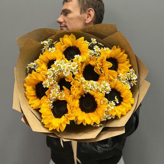 🌻Ромашки и солнечные подсолнухи 9 шт