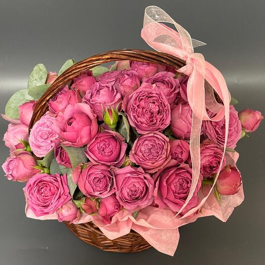 💕Корзина с пионовиднами розами
