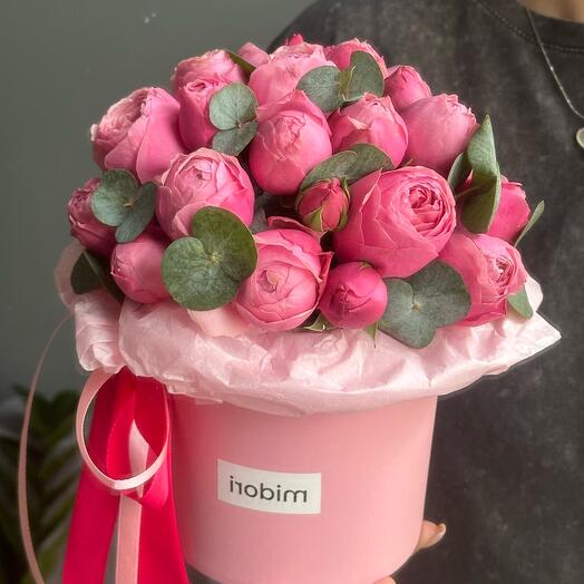Коробочка с пионовидной розой Сильва мини 💓