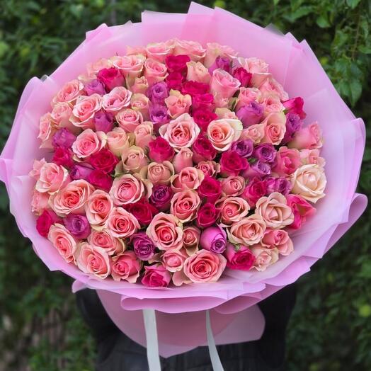101 роза 🌹 разноцветная