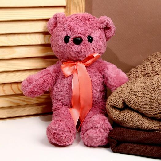 Мишка с бантом коричневый