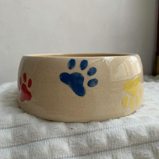 Тарелка глубокая керамическая / миска "Цветные лапки"