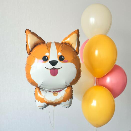 Шар корги, оранжевые, коралловые, бежевые шары в фонтане