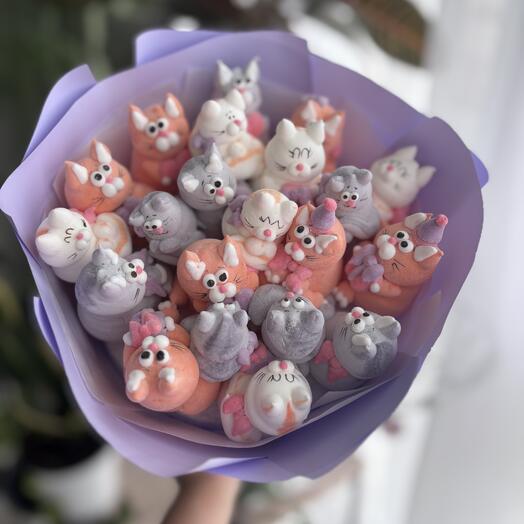 Букет из Котов/котиков маршмеллоу,d20cm