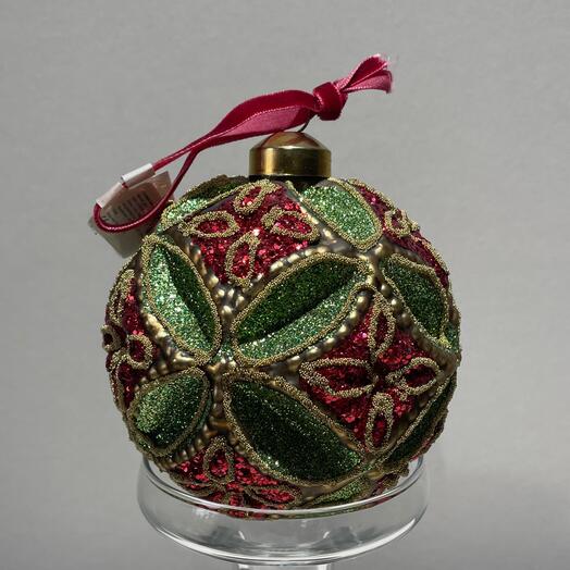 Шар узорчатый красно-зеленый