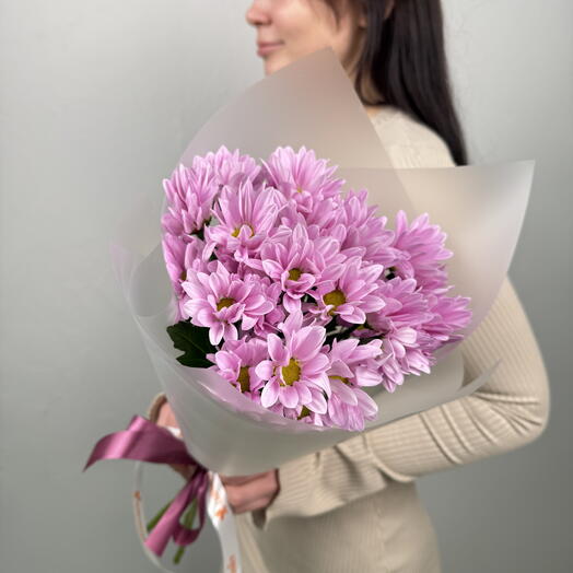 Букет из 3 розовых хризантем
