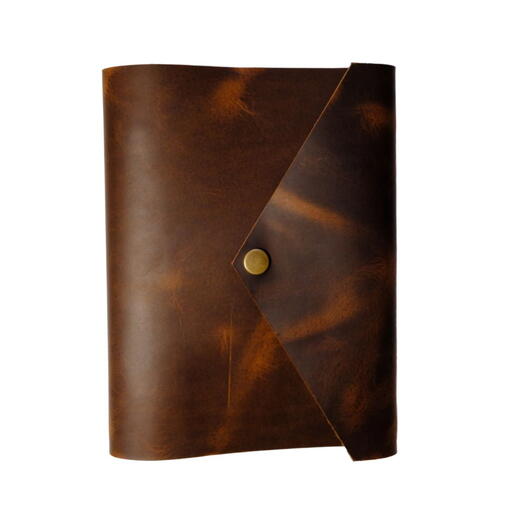 Кожаный блокнот А5 Коньячный "На кнопке"