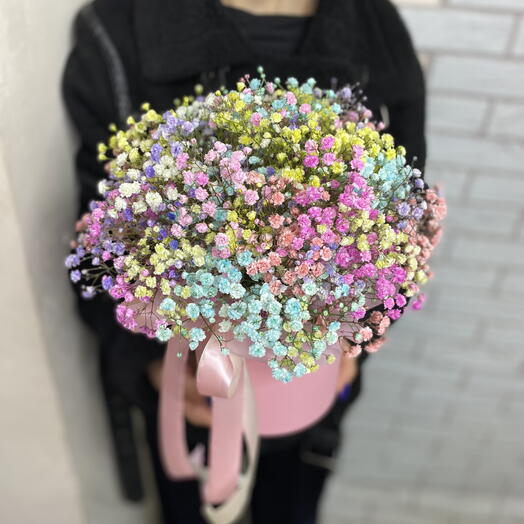 Коробка из гипсофилы🩵💜💛