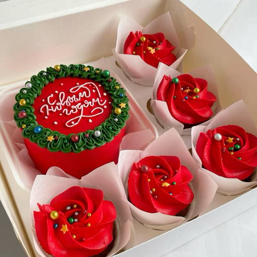 Новогодний набор бенто и капкейки