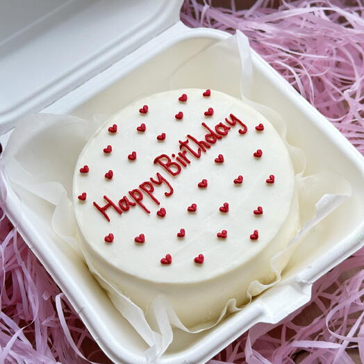 Бенто-торт Happy Birthday с сердечками