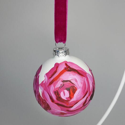 Ёлочный шар "Аромат роз", стекло, ручная роспись