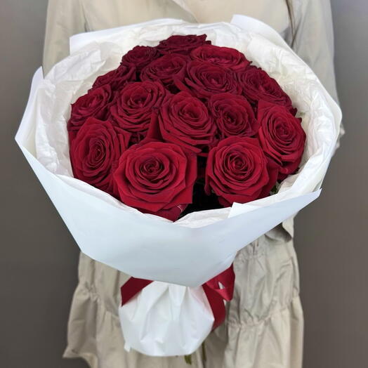 Букет Бордовые розы 15шт😍