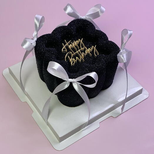 Муссовый (черный) бенто happy birthday с бантиками